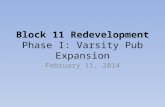 Block 11 Redevelopment Phase I: Varsity Pub Expansion February 11, 2014.