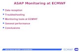 ECMWF SOT-IV Geneva April 2007 - A. Garcia-Mendez ASAP Monitoring at ECMWF Data reception Troubleshooting Monitoring tools at ECMWF General performance.