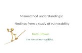 Mismatched understandings? Findings from a study of vulnerability Kate Brown.