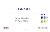 7th April 2005Vamshi Raghu1 GReAT Vamshi Raghu 7 th April 2005.