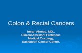 Colon & Rectal Cancers Imran Ahmad, MD., Clinical Assistant Professor. Medical Oncology, Saskatoon Cancer Centre.