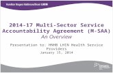 2014-17 Multi-Sector Service Accountability Agreement (M-SAA) An Overview Presentation to: HNHB LHIN Health Service Providers January 15, 2014 1.