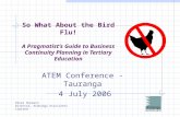 So What About the Bird Flu! A Pragmatist’s Guide to Business Continuity Planning in Tertiary Education ATEM Conference - Tauranga 4 July 2006 Peter Sherwin.