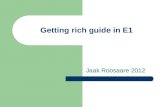 Getting rich guide in E1 Jaak Roosaare 2012. Money game – 4 crucial words INCOME ASSETSLIABILITIES EXPENSES.