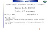 Theory of Electrical Machines EXIT Course Title: Theory of Electrical Machines Course Code: EE 359 Topic : D C Machines Branch: ME Semester: V Text Books: