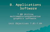 B.Applications Software 7.00 Utilize multimedia/presentation graphics software. Unit Objectives 7.01-7.04.