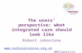 Www.nationalvoices.org.uk @NVTweeting The users’ perspective: what integrated care should look like Robert Johnstone.