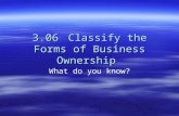 3.06Classify the Forms of Business Ownership What do you know?