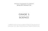 GRADE 5 SCIENCE ©2007 by the Commonwealth of Virginia, Department of Education, P.O. Box 2120, Richmond, Virginia 23218-2120. VIRGINIA STANDARDS OF LEARNING.