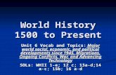 World History 1500 to Present Unit 6 Vocab and Topics: Major world social, economic, and political developments since 1945, Migrations, Ongoing Conflicts,