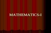MATHEMATICS-I. CONTENTS  Ordinary Differential Equations of First Order and First Degree  Linear Differential Equations of Second and Higher Order