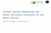 1 Virtual System Integration and Early Functional Validation in the Whole Vehicle Gerhard Steininger, Dassault Systèmes.