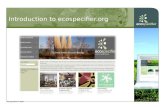 Introduction to ecospecifier.org Ecospecifier © 2008.