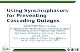Using Synchrophasors for Preventing Cascading Outages CAMS/RRPA Panel Session Mitigation and Prevention of Cascading Outages: Methodologies and Practical.