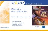 EGEE-II INFSO-RI-031688 Enabling Grids for E-sciencE  EGEE and gLite are registered trademarks Security - the Grid View The Good, the Bad.