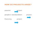 HOW DO PROJECTS ARISE? passion project people’s need/problem project financing project.