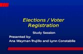 Elections / Voter Registration Study Session Presented by: Ana Wayman-Trujillo and Lynn Constabile.