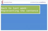 Back to last week: Representing the sentence.