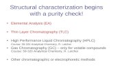 Structural characterization begins with a purity check! Elemental Analysis (EA) Thin Layer Chromatography (TLC) High Performance Liquid Chromatography.