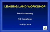 LEASING LAND WORKSHOP David Armstrong AK Consultants 19 July 2010.