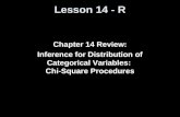 Lesson 14 - R Chapter 14 Review: Inference for Distribution of Categorical Variables: Chi-Square Procedures.