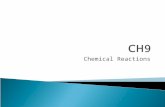 Chemical Reactions. Chapter 9  chemical reaction is a process in which one or more substances change to make one or more new substances.  NEW SUBSTANCE-
