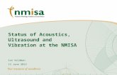 © NMISA 2012 Status of Acoustics, Ultrasound and Vibration at the NMISA Ian Veldman 13 June 2012.