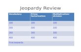 Jeopardy Review VocabularyPrime factorizationMultiplication/ division 100 200 300 400 Final Jeopardy.