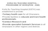 KORLE BU TEACHING HOSPITAL – PROGRAMME OF WORK(POW - 2008) Korle Bu Teaching Hospital (KBTH) was established to provide: Tertiary health care for all Ghanaians.