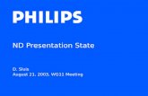 ND Presentation State D. Sluis August 21, 2003, WG11 Meeting.