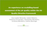 An experience on modelling-based assessment of the air quality within the Air Quality Directive framework Ana Isabel Miranda, Isabel Ribeiro, Patrícia.