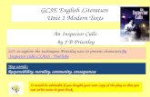 GCSE English Literature Unit 1 Modern Texts An Inspector Calls by J B Priestley LO: to explore the techniques Priestley uses to present charactersAn Inspector.