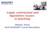 1 Legal, contractual and legislative issues in teaching Adrian Joice Hull NASUWT Local Secretary.