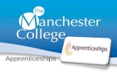 Apprenticeships. The Manchester College FAQs about Apprenticeships Possible collaboration Who to contact.