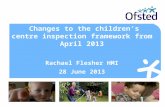 Changes to the children’s centre inspection framework from April 2013 Rachael Flesher HMI 28 June 2013.