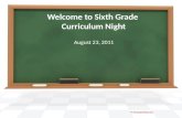 Welcome to Sixth Grade Curriculum Night August 23, 2011 By PresenterMedia.comPresenterMedia.com.