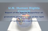 U.N. Human Rights Council Report of the Special Rapporteur on the promotion and protection of the right to freedom of opinion and expression.
