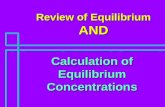 Review of Equilibrium AND Calculation of Equilibrium Concentrations.