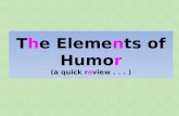 The Elements of Humor (a quick review... ). The Elements of Humor focus on comic characters, situations, and wordplay. Humor often depends on some combination.