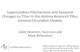 Superrotation Mechanisms and Seasonal Changes on Titan in the Ashima Research Titan General Circulation Models Claire Newman, Yuan Lian and Mark Richardson.