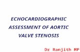 ECHOCARDIOGRAPHIC ASSESSMENT OF AORTIC VALVE STENOSIS Dr Ranjith MP.