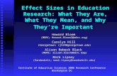 Effect Sizes in Education Research: What They Are, What They Mean, and Why They’re Important Howard Bloom (MDRC; Howard.Bloom2@mdrc.org) Carolyn Hill (Georgetown;
