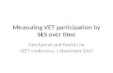 Measuring VET participation by SES over time Tom Karmel and Patrick Lim CEET conference, 1 November 2013.
