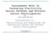 David Butcher and Associates Government Role in Fostering Electricity Sector Reforms and Private Sector Participation by Hon David Butcher Contribution.