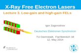 Lecture 3. Low-gain and high-gain FELs X-Ray Free Electron Lasers Igor Zagorodnov Deutsches Elektronen Synchrotron TU Darmstadt, Fachbereich 18 12. May.