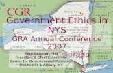 Government Ethics in NYS GRA Annual Conference 2007 Denver, Colorado Kent Gardner, PhD President & Chief Economist Center for Governmental Research Rochester.