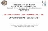 UNIVERSITY OF PADUA FACULTY OF ENGINEERING Second Cycle Degree in Environmental Engineering 2011-2012 INTERNATIONAL ENVIRONMENTAL LAW ENVIRONMENTAL DISASTERS.
