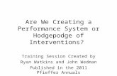 Are We Creating a Performance System or Hodgepodge of Interventions? Training Session Created by Ryan Watkins and John Wedman Published in the 2011 Pfieffer.