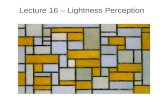 Lecture 16 – Lightness Perception. Physical Measures of Light Luminous flux – light / unit area / unit time Illumination (illuminance)– light that falls.