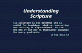 Understanding Scripture All Scripture is God-breathed and is useful for teaching, rebuking, correcting and training in righteousness, so that the man of.